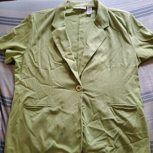 Vintage Sag Harbor STRETCH PETITE Women's Green Blazer